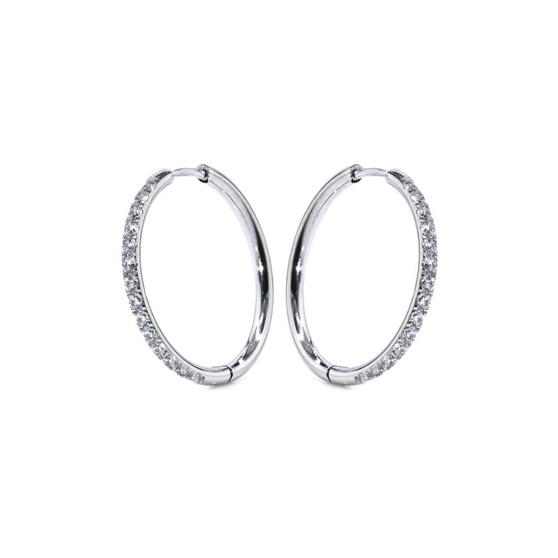 Sterling Silver 20mm Cubic Zirconia Hoop Earrings