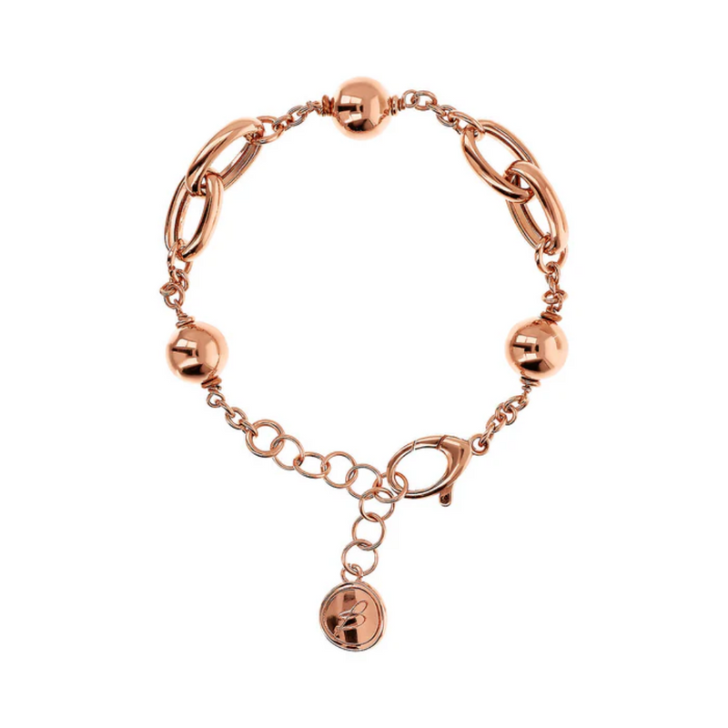 Bronzallure 18KRSGP Ball Chain Bracelet with Lobster Clasp