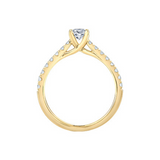 14K Yellow Gold .75ctw Canadian Diamond Engagement Ring with Side Diamonds