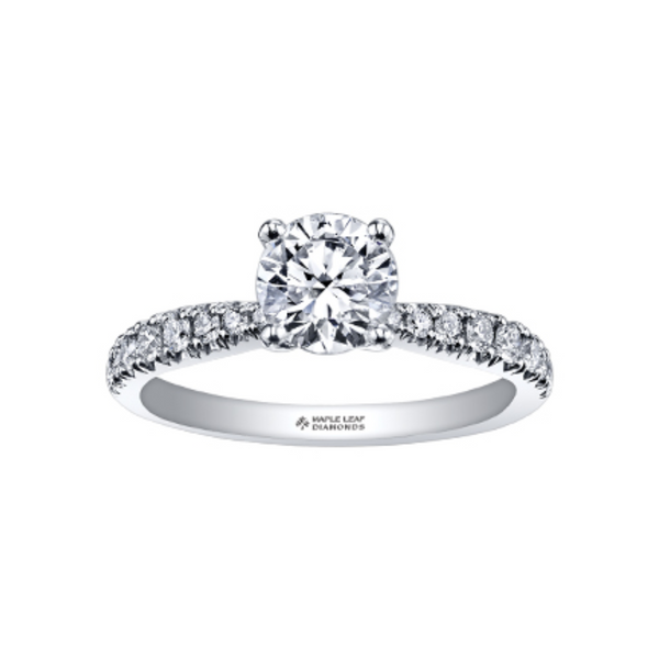 18K Palladium.60ctw Round Brilliant Diamond Engagement Ring with Hidden Halo & Side Diamonds