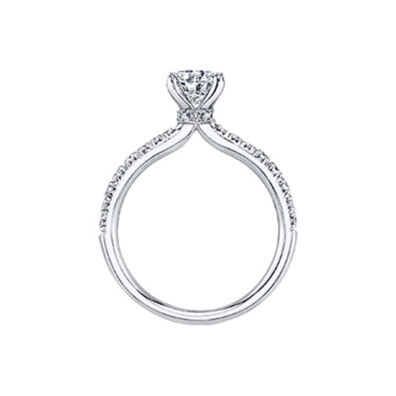 18K Palladium.60ctw Round Brilliant Diamond Engagement Ring with Hidden Halo & Side Diamonds