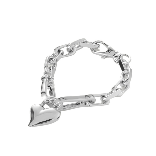 Jenny Bird Padlock Heart Chain Bracelet in High Polish Silver