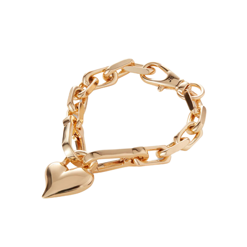 Jenny Bird Padlock Heart Chain Bracelet in High Polish Gold