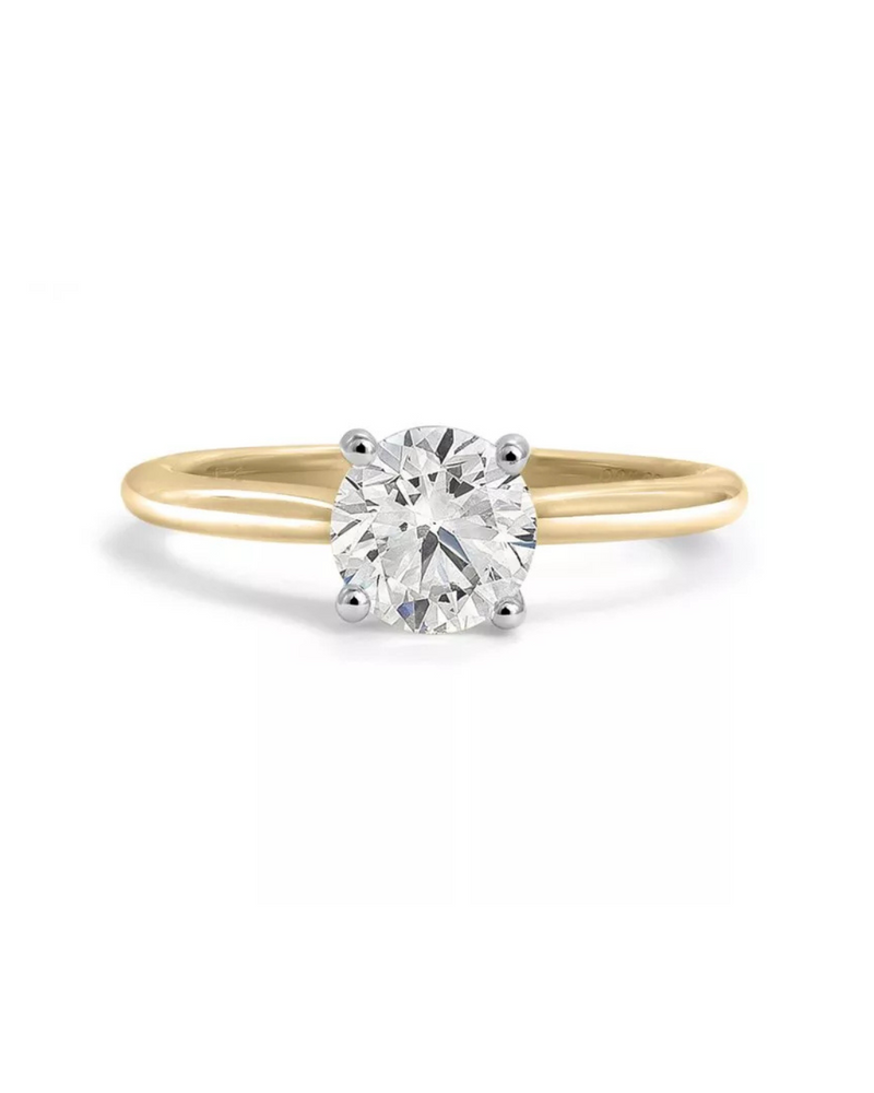 14K Yellow Gold .70ctw Round Brilliant Canadian Diamond Solitaire with Hidden Halo & Underhead Accents Ring