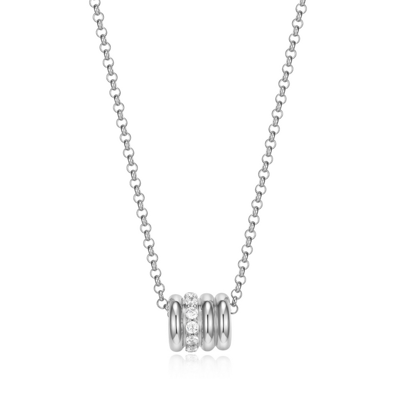 Elle Sterling silver "Goddess" Rhodium plated Four Row Cubic Zirconia Necklace