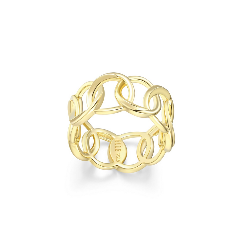 Elle Sterling silver "Swirl" Gold plated Circle Link Ring