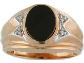 10K yellow gold 0.04ctw diamond & onyx wide ring