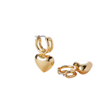 Jenny Bird Puffy Heart Huggies in High Polish Gold