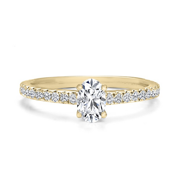 14K Yellow Gold 0.5ctw Canadian Oval Diamond Solitaire with side diamonds