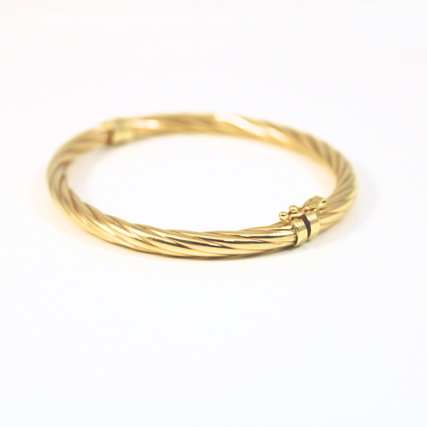 10k Yellow Gold Twisted Bangle with hinge 6.8g