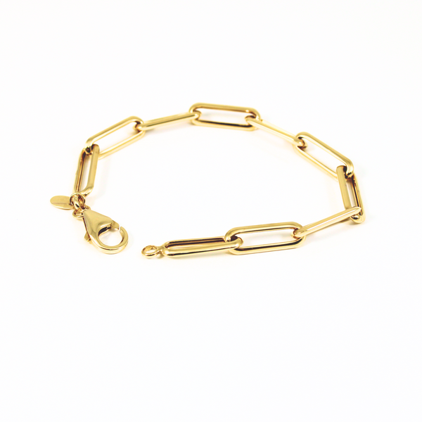 10K Yellow Gold 7inch Paperclip Bracelet 5.7g