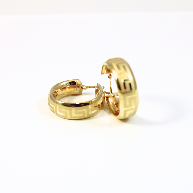 10K Yellow Gold Greco Wide Hoops 4.3g