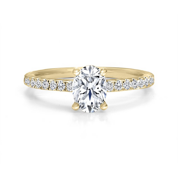 14K Yellow Gold 1.01ctw Oval Canadian Diamond Solitaire with side Diamonds