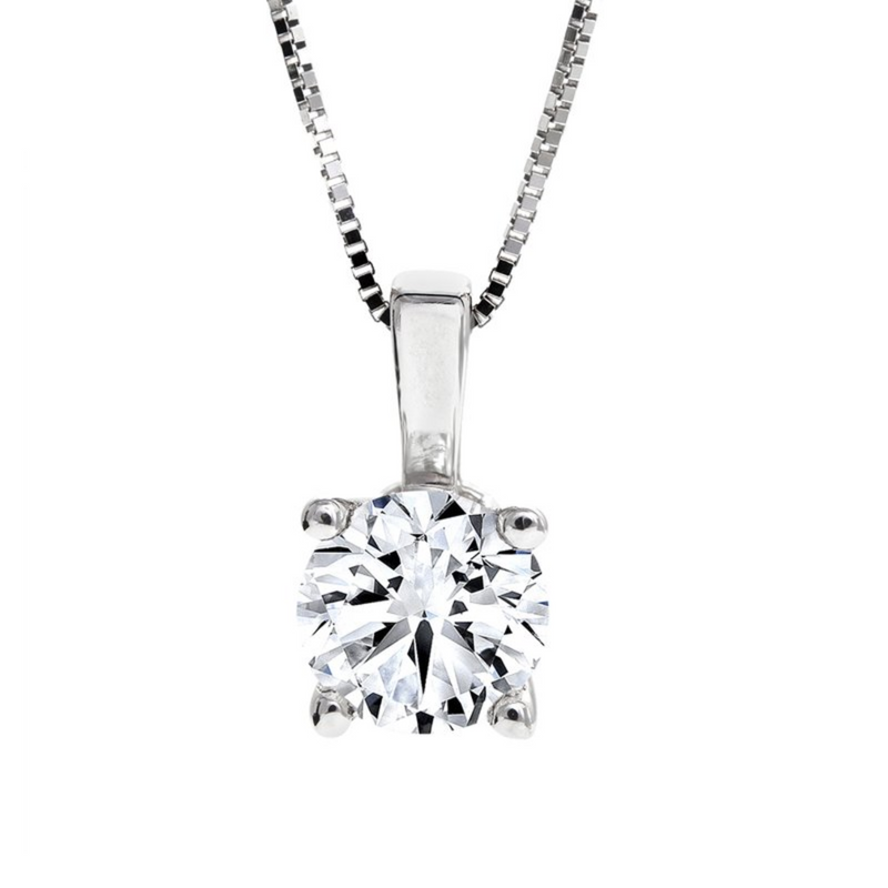 14K White Gold 0.15ct Round Brilliant Pendant with chain