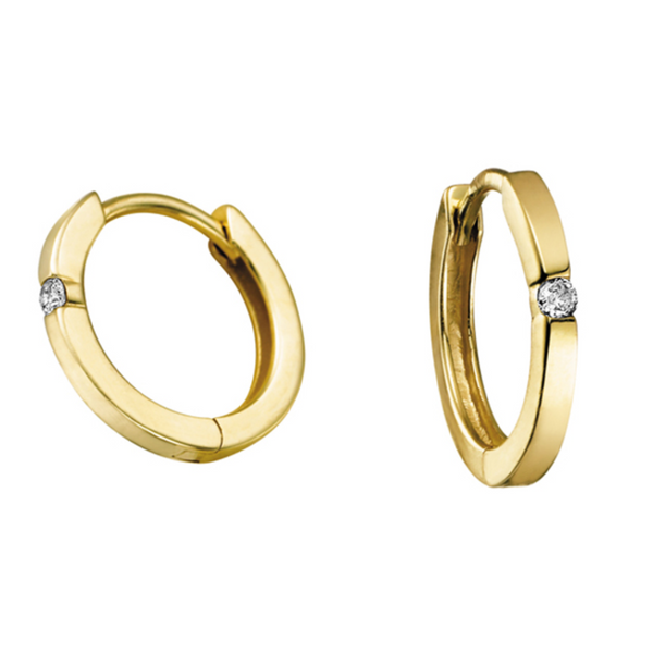 10K Yellow Gold .04ctw Diamond Huggie Earrings