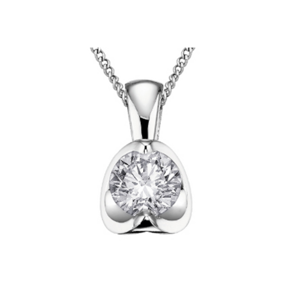 10K White Gold .04ct Diamond Pendant on Chain