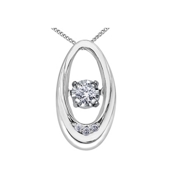 10K White Gold .033ctw Diamond Pulse Pendant with Chain