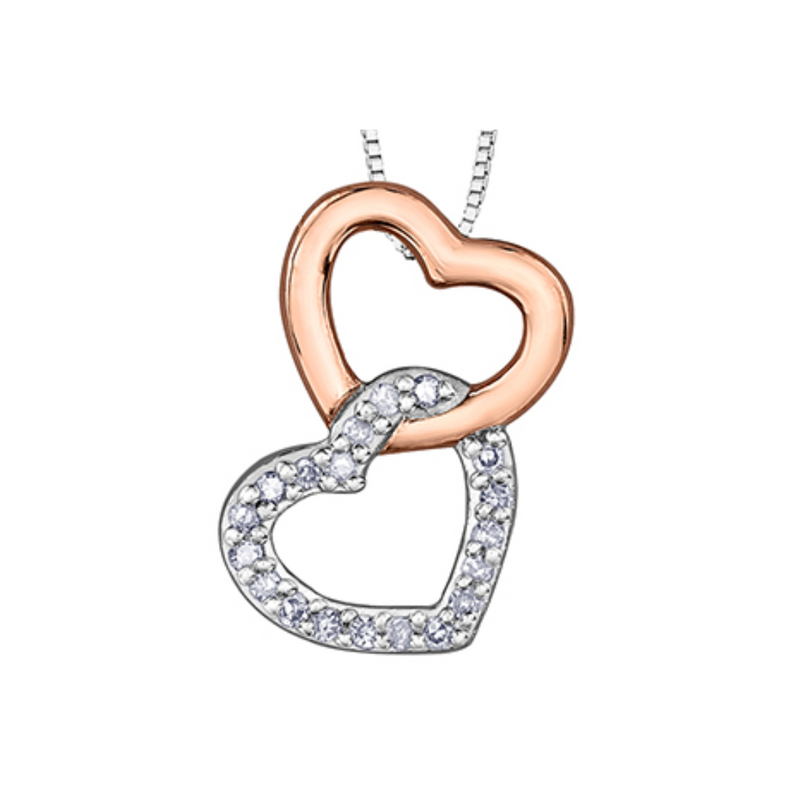 10K White and Rose Gold .06ctw Diamond Heart Pendant