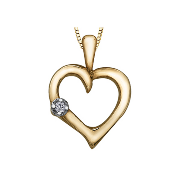 10K Yellow Gold .015ct Diamond Heart Pendant on Chain