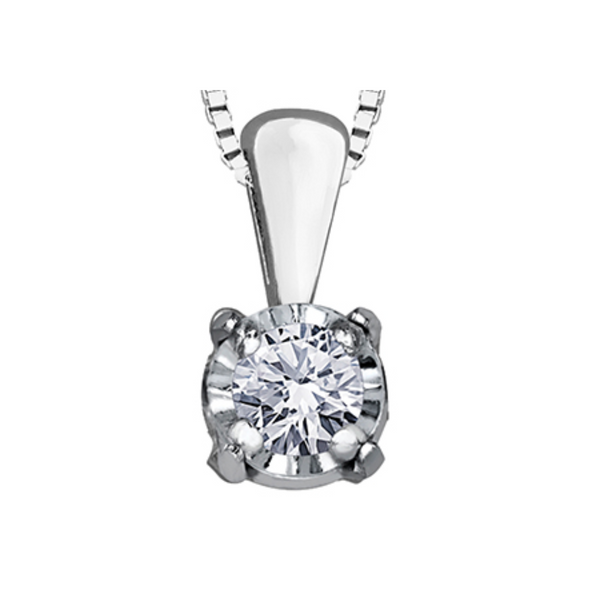 10K White Gold .03ct Diamond Pendant on Chain