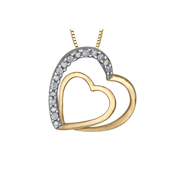 10K Yellow Gold .05ctw Diamond Heart Pendant on Chain