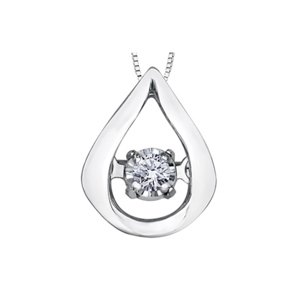 10K White Gold .02ct Diamond Tempo Pendant on Chain