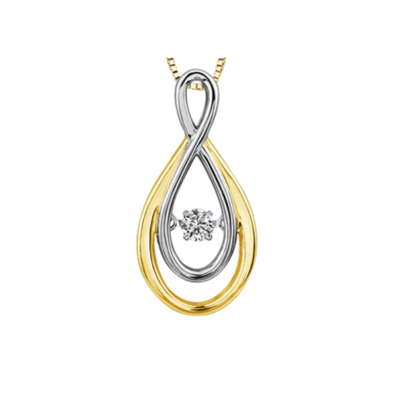 10K Yellow and White Gold .10ct Diamond Pulse Pendant with Chain