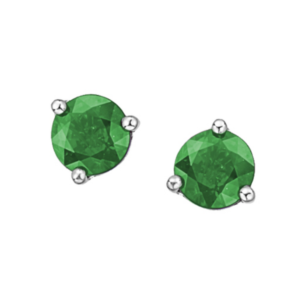 10K White Gold Emerald Studs