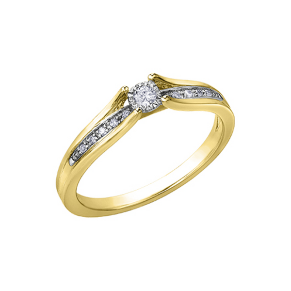 10K Yellow Gold .10ctw Diamond Illusion Ring