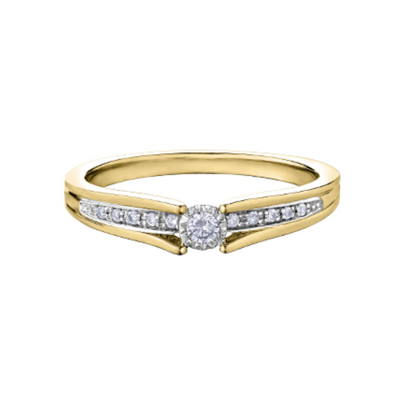 10K Yellow Gold .10ctw Diamond Illusion Ring