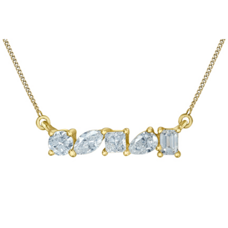 10K Yellow Gold .50ctw Lab Grown Diamond Mixed Fancy Shape Necklace