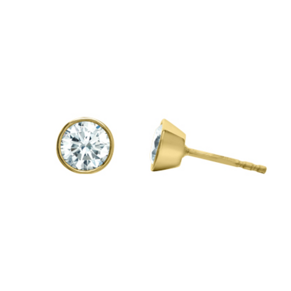 10K Yellow Gold 1.00ctw Round Brilliant Lab Grown Diamond Bezel Set Studs