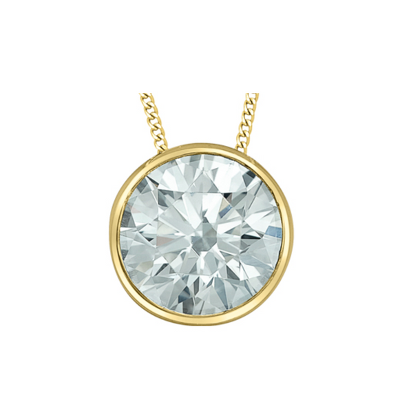 10K Yellow Gold .70ct Round Brilliant Lab Grown Diamond Bezel Set Pendant on Chain