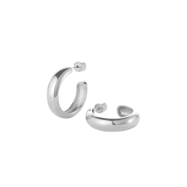 Jenny Bird Staple Hoops Medium in High polish Silver