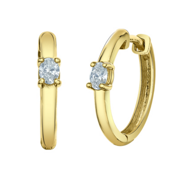 10K Yellow Gold .20ctw Oval Lab Grown Diamond Hoops