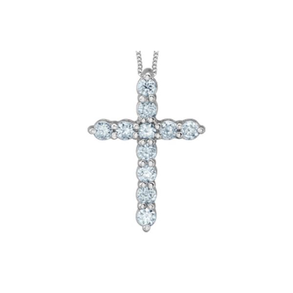 10K White Gold .25ctw Round Brilliant Lab Grown Diamond Cross Pendant on Chain