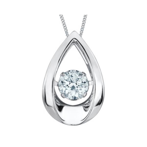 10K White Gold .30ct Round Brilliant Lab Grown Diamond Droplet Moving Pendant on Chain