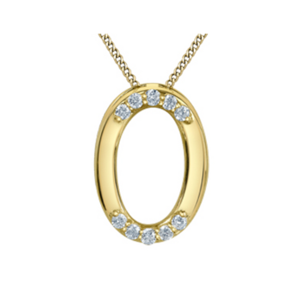 10K Yellow Gold .052ctw Round Brilliant Lab Grown Diamond O Kiss Pendant on Chain