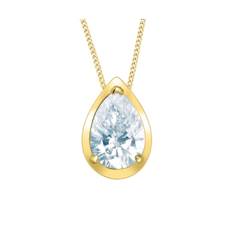 10K Yellow Gold .50ct Pear Shaped Lab Grown Diamond Pendant on Chain