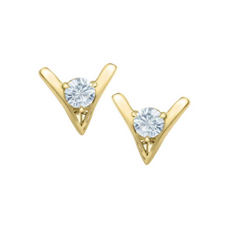 10K Yellow Gold .50ctw Round Brilliant Lab Grown Diamond Chevron Studs