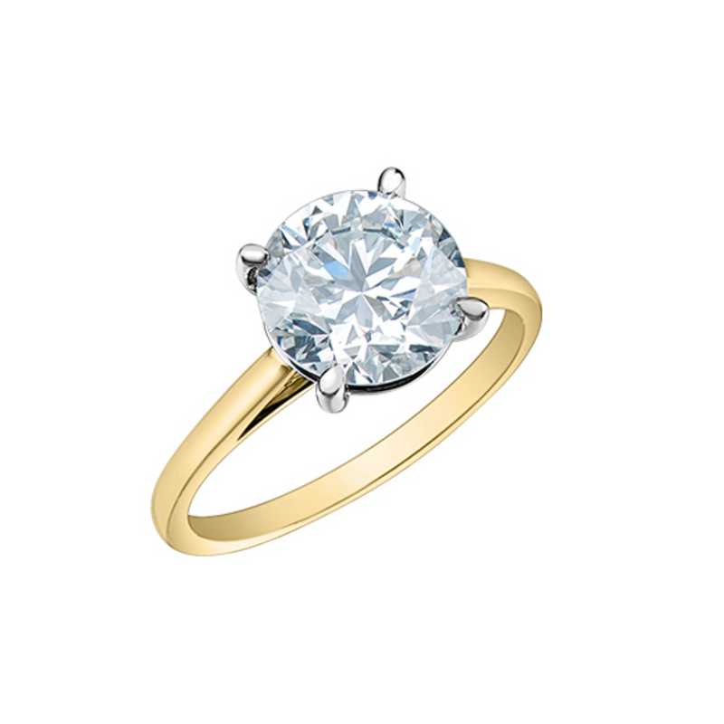 14K Yellow Gold 3.01ct Round Brilliant Lab Grown Diamond Solitaire