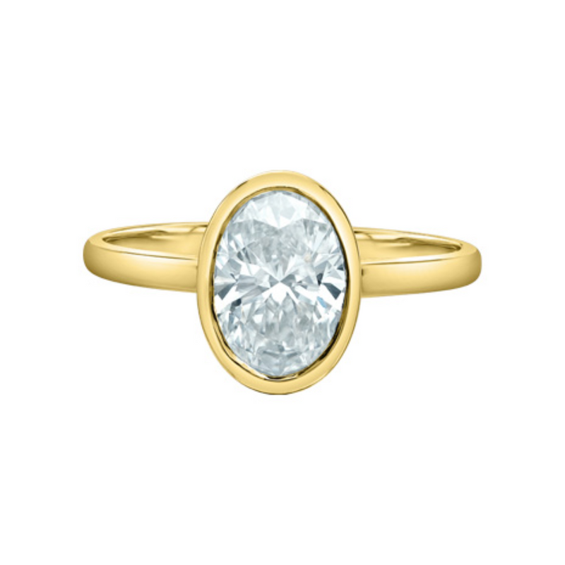 14K Yellow Gold 1.58ct Oval Lab Grown Diamond Bezel Set Solitaire