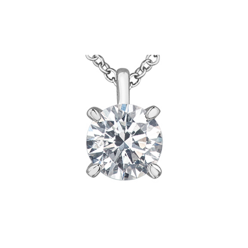 14K White Gold 1.52ct Round Brilliant Lab Grown Diamond Solitaire Pendant with Chain