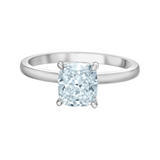 14K White Gold 1.66ctw Cushion Lab Grown Diamond Solitaire with Hidden Halo