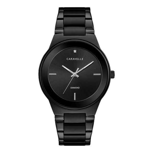 Caravelle Modern 1-Diamond Black Stainless steel Watch with Black Dial