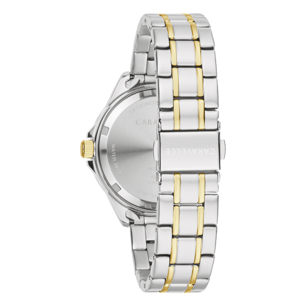 Caravelle Aqualuxx Two-Tone Watch with Silver-White Dial