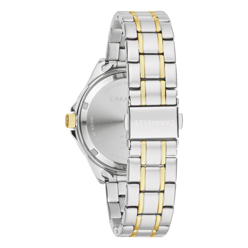 Caravelle Aqualuxx Two-Tone Watch with Silver-White Dial