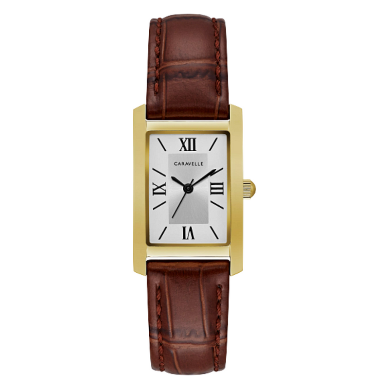 Caravelle Dress Square Faced Watch with Leather Strap