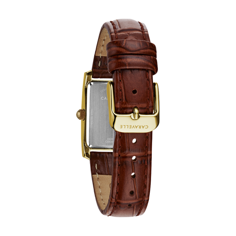 Caravelle Dress Square Faced Watch with Leather Strap