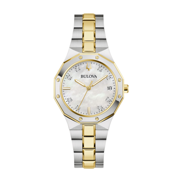 Bulova Prestige Two-Tone Diamond Watch with Mother of Pearl Dial